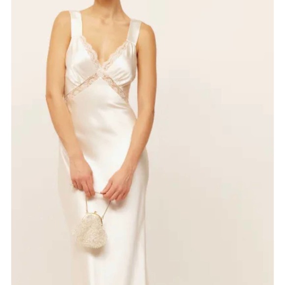 Reformation Chania Silk Dress Ivory NWT - Picture 3 of 10